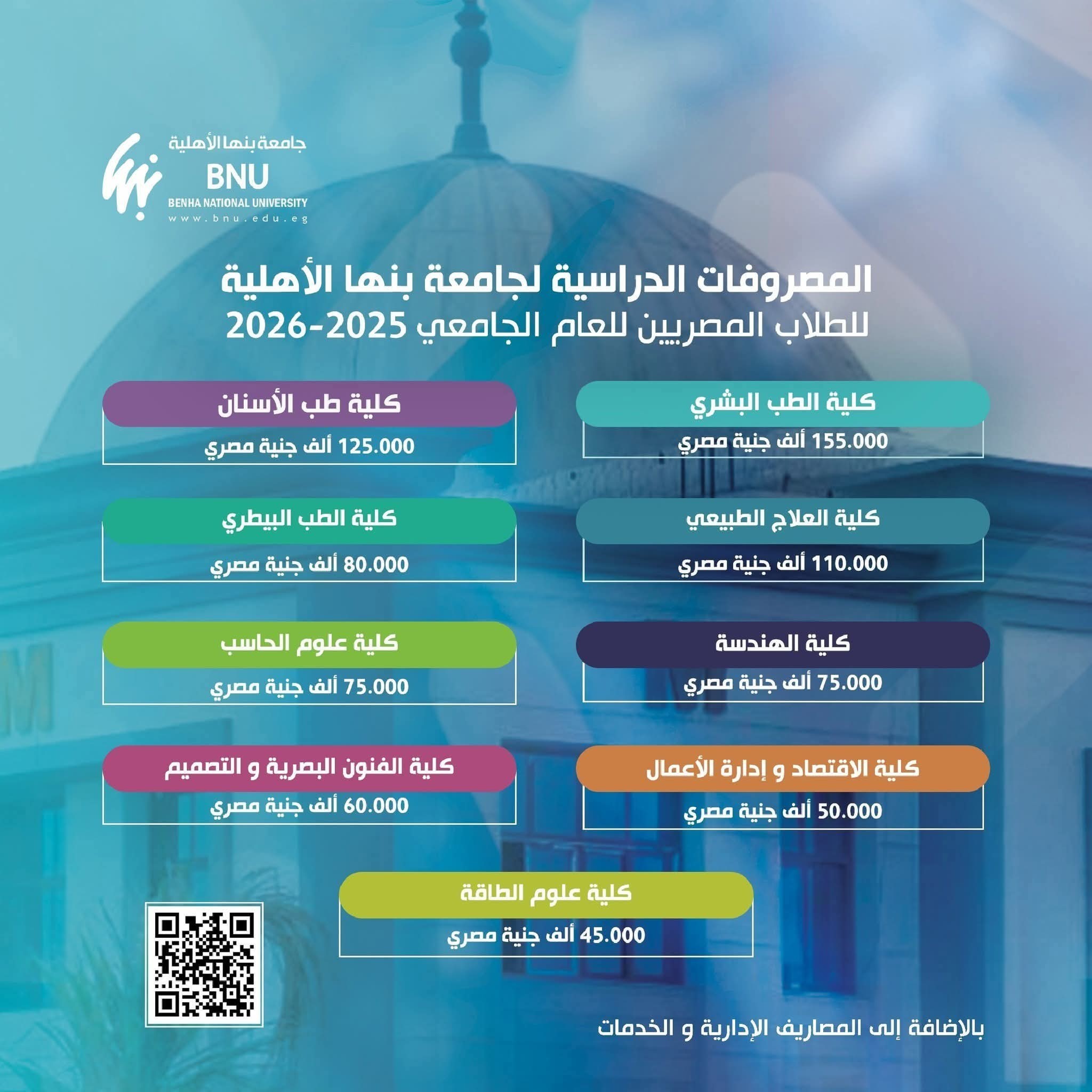 فتح التقديم المباشر للطلاب الحاصلين على شهادة الثانويه العامه المصرية والأزهرية لبعض الأماكن المحدودة بكليات جامعة بنها الأهلية